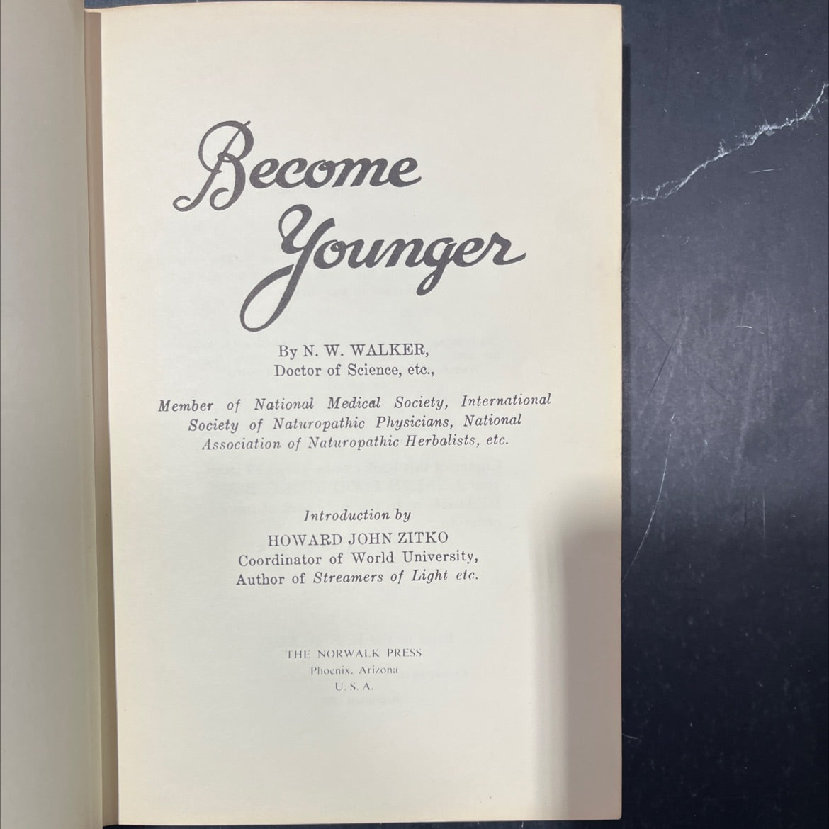 become younger book, by n. w. walker, 1954 Hardcover