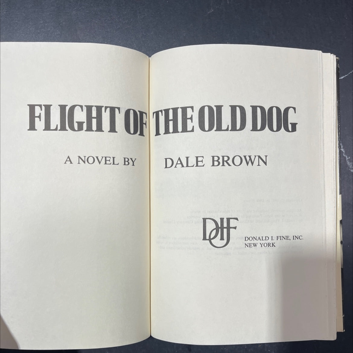 flight of the old dog book, by dale brown, 1987 Hardcover