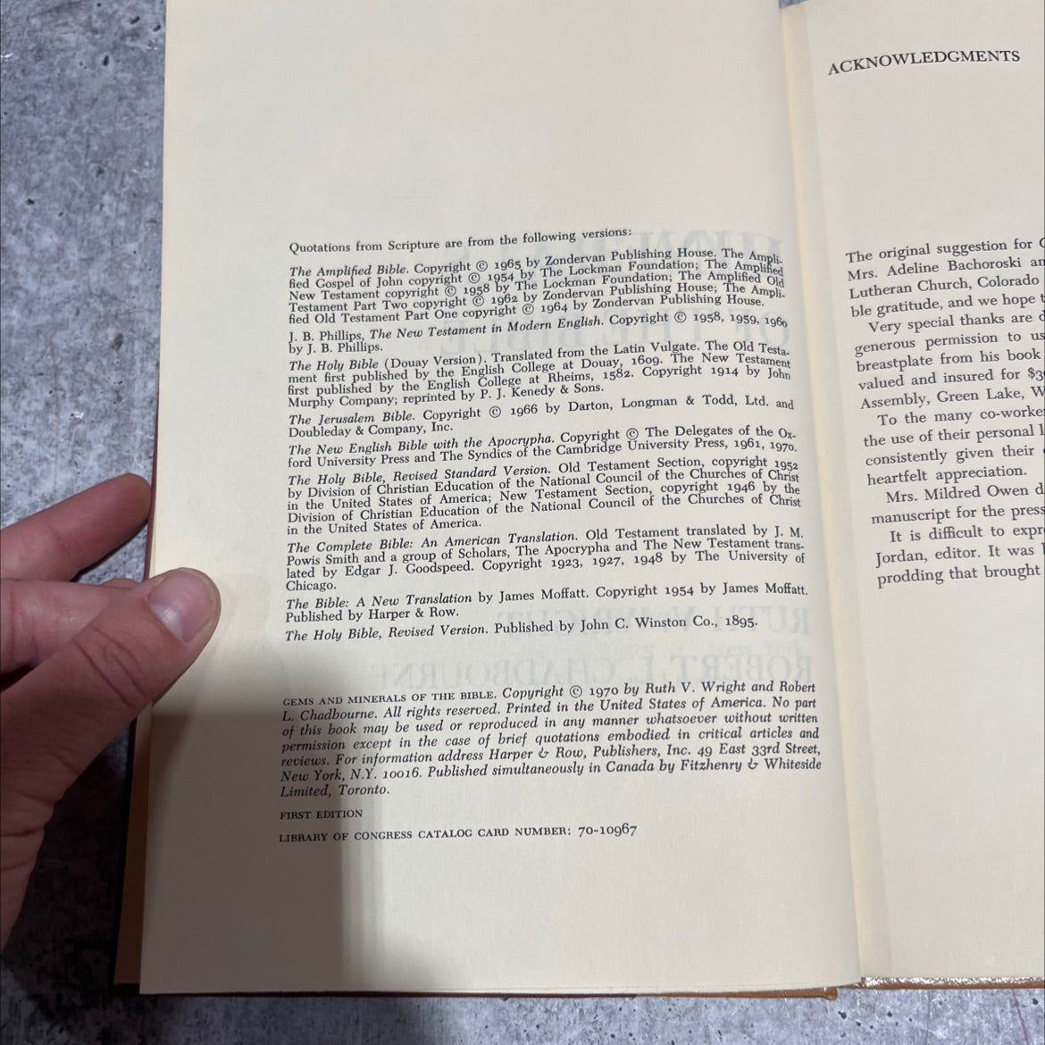 holy bible gems and minerals of the bible book, by ruth v. wright, robert l. chadbourne, 1970 Hardcover
