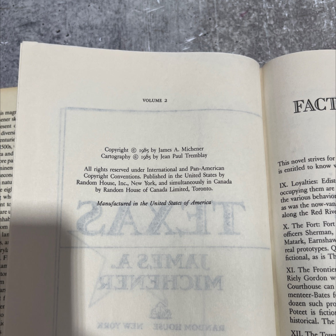 texas book, by james a. michener, 1985 Hardcover