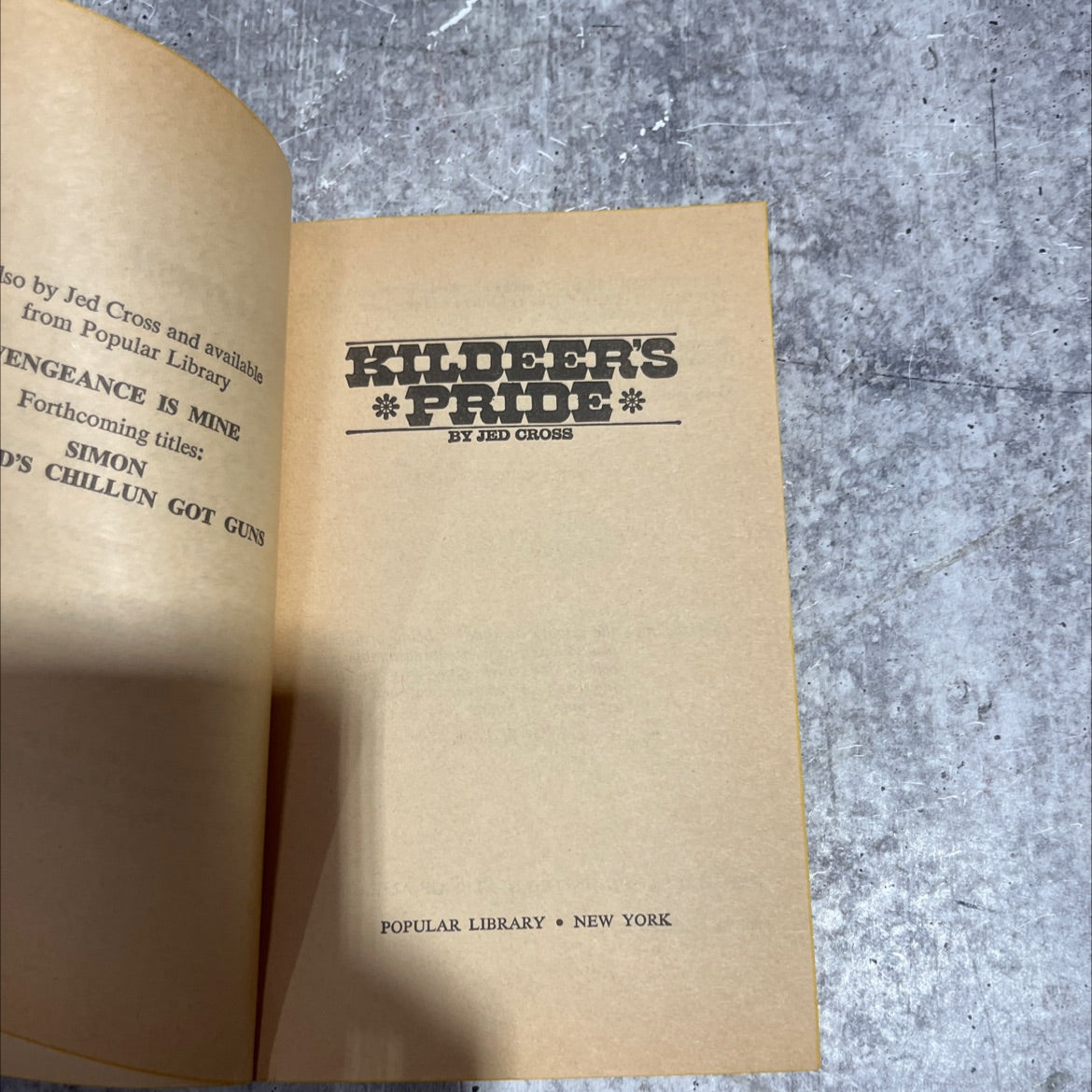 vengeance is mine book, by Jed Cross, 1976 Paperback