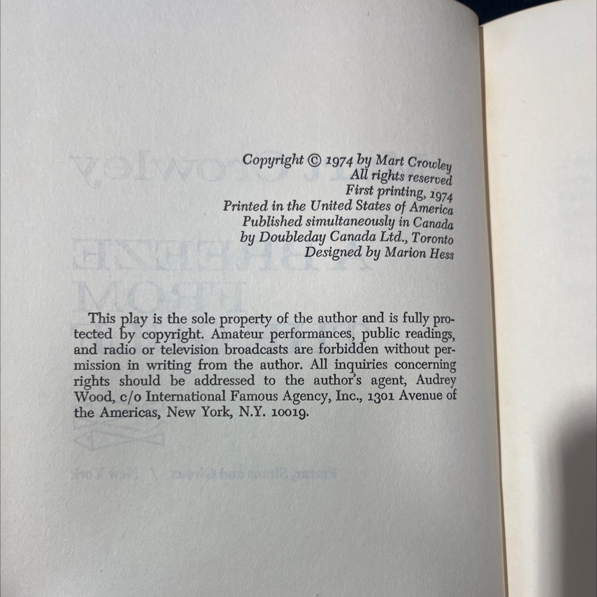 a breeze from the gulf book, by Mart Crowley, 1974 Hardcover