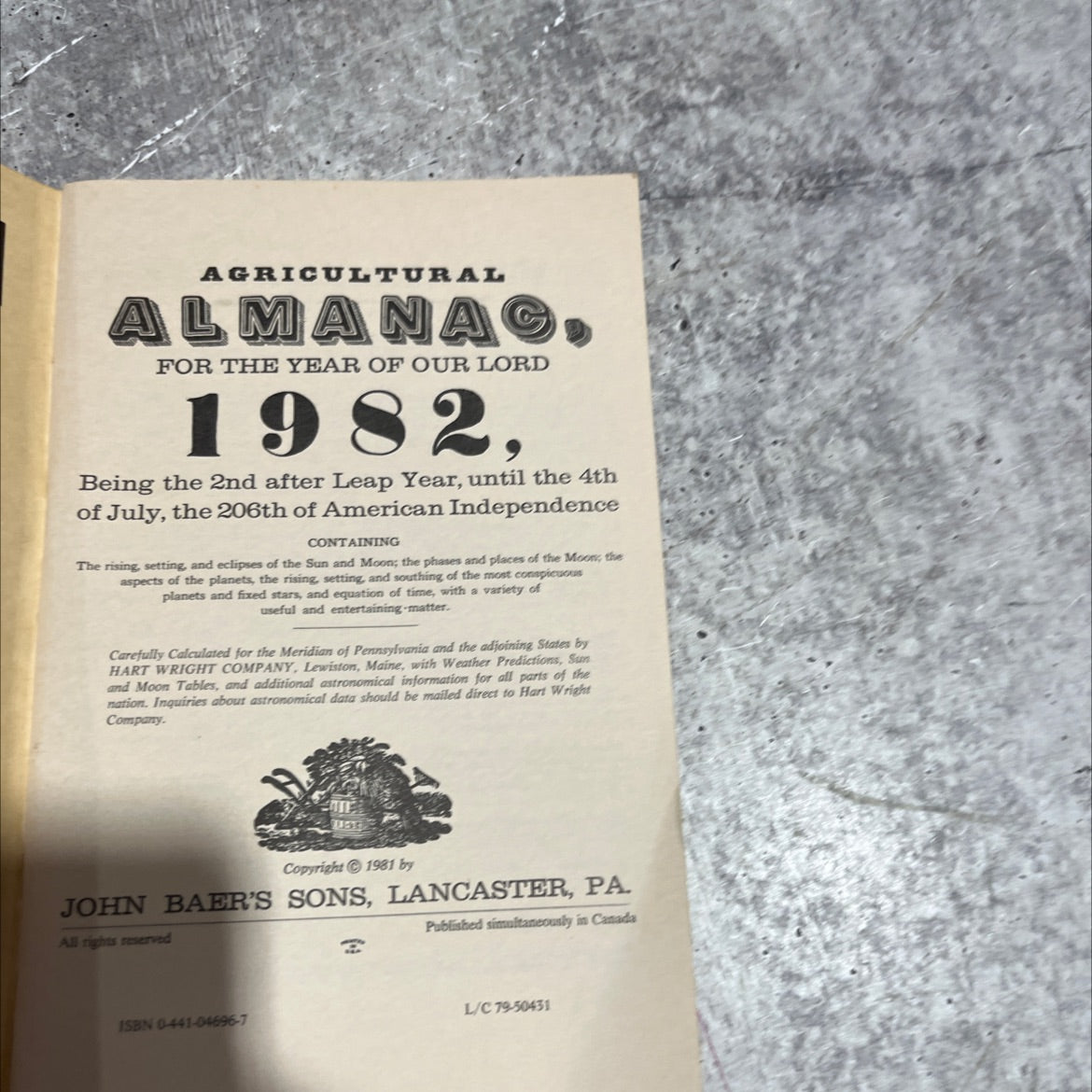 agricultural almanac for the year of our lord 1982 book, by unknown, 1982 Paperback