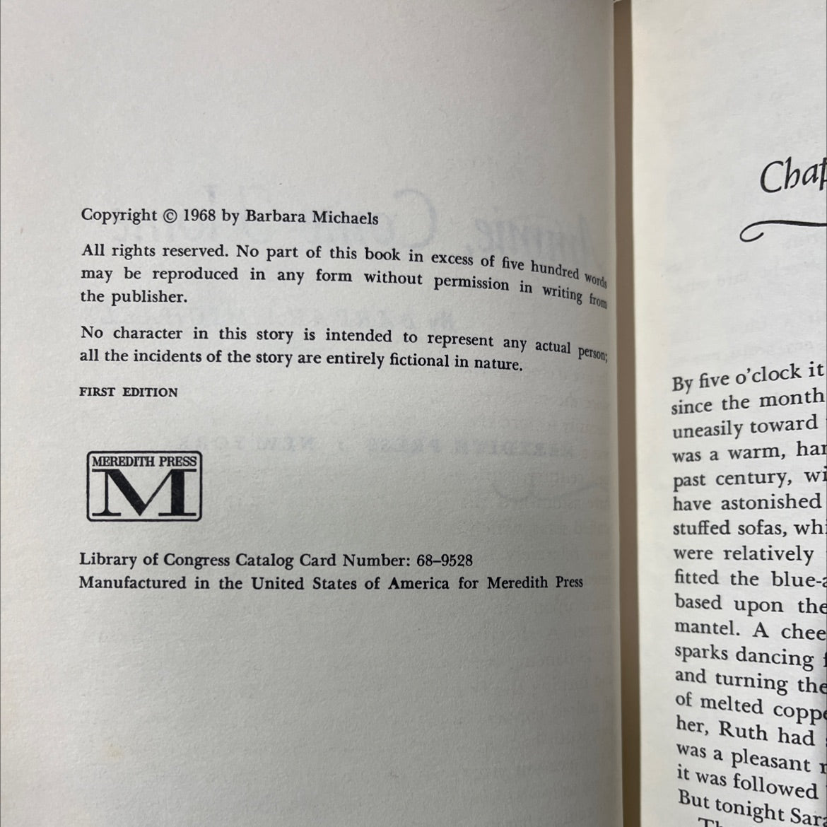 ammie, come home book, by barbara michaels, 1968 Hardcover