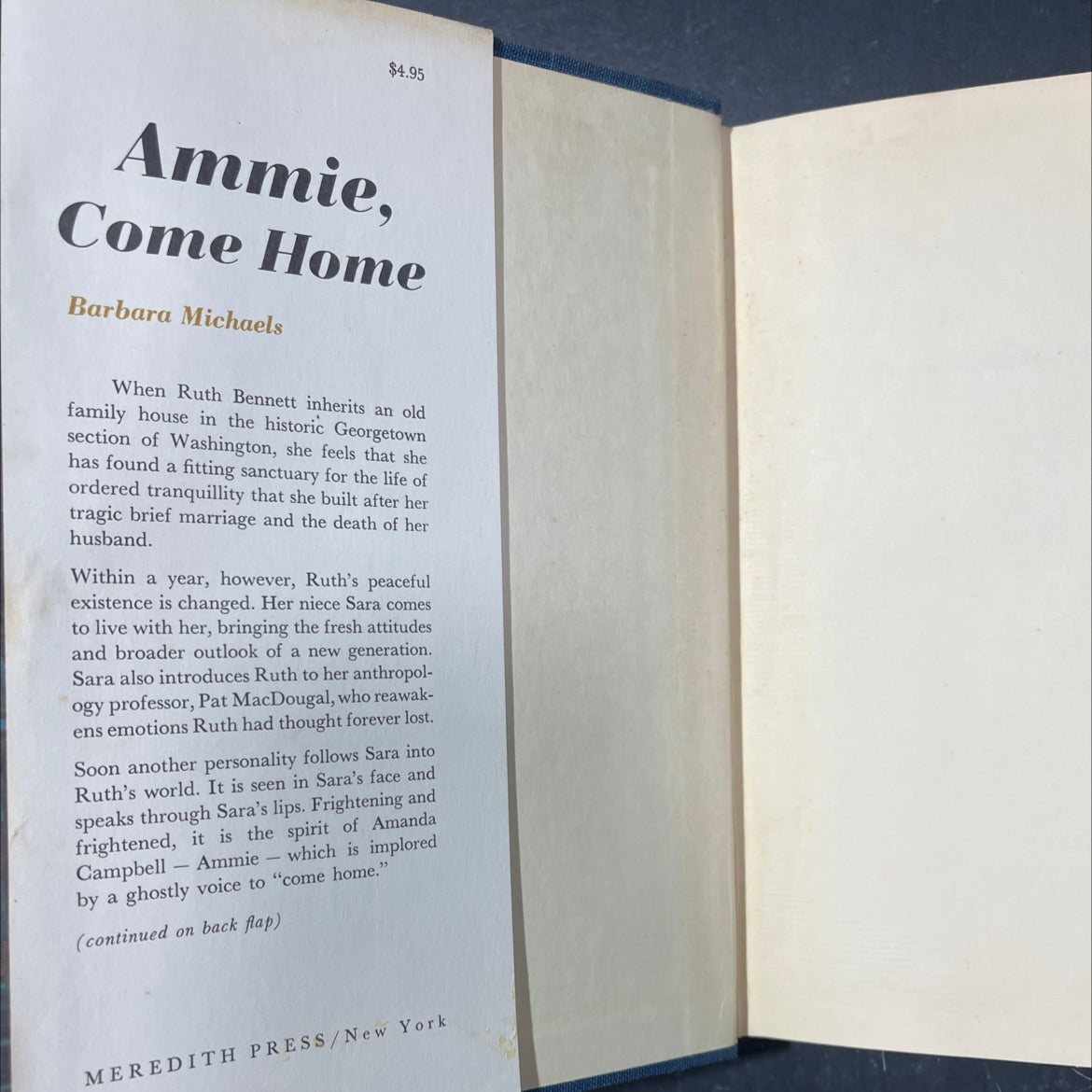 ammie, come home book, by barbara michaels, 1968 Hardcover
