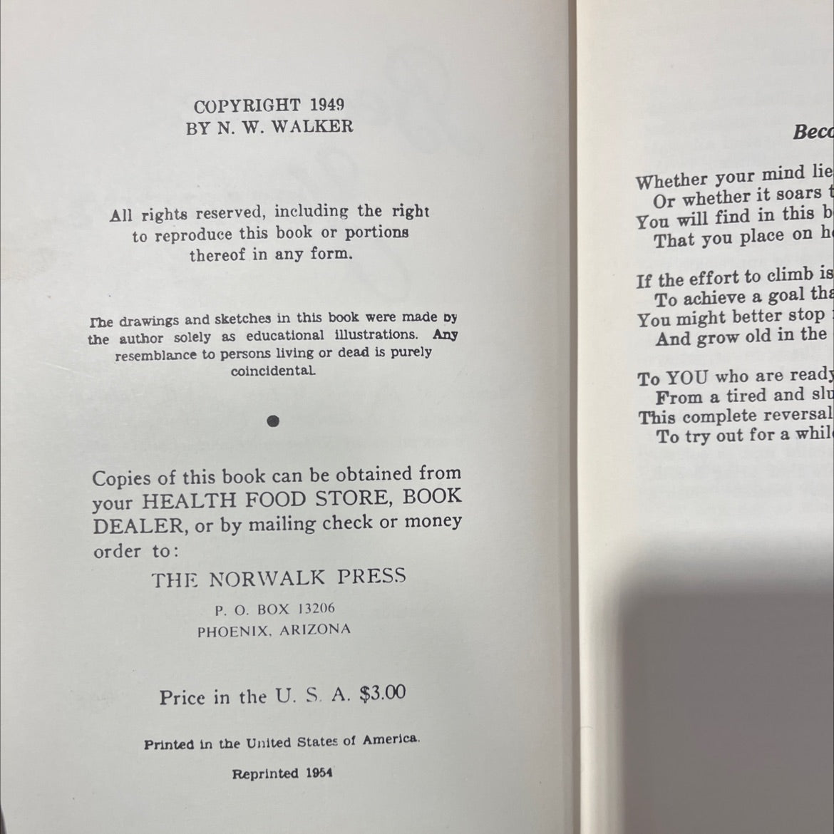 become younger book, by n. w. walker, 1954 Hardcover