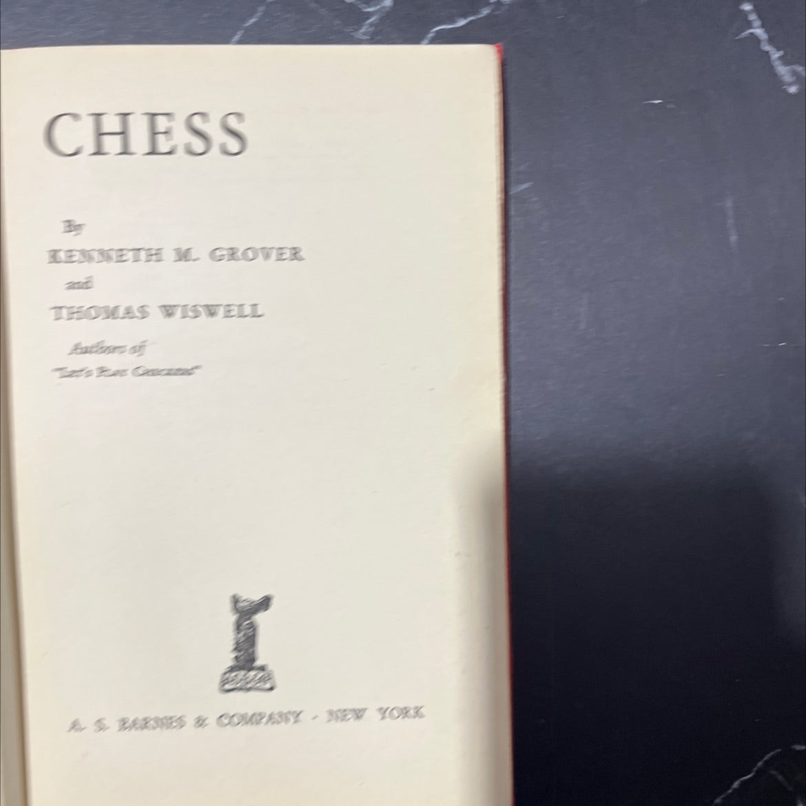 chess book, by kenneth m. grover, thomas wiswell, 1941 Hardcover