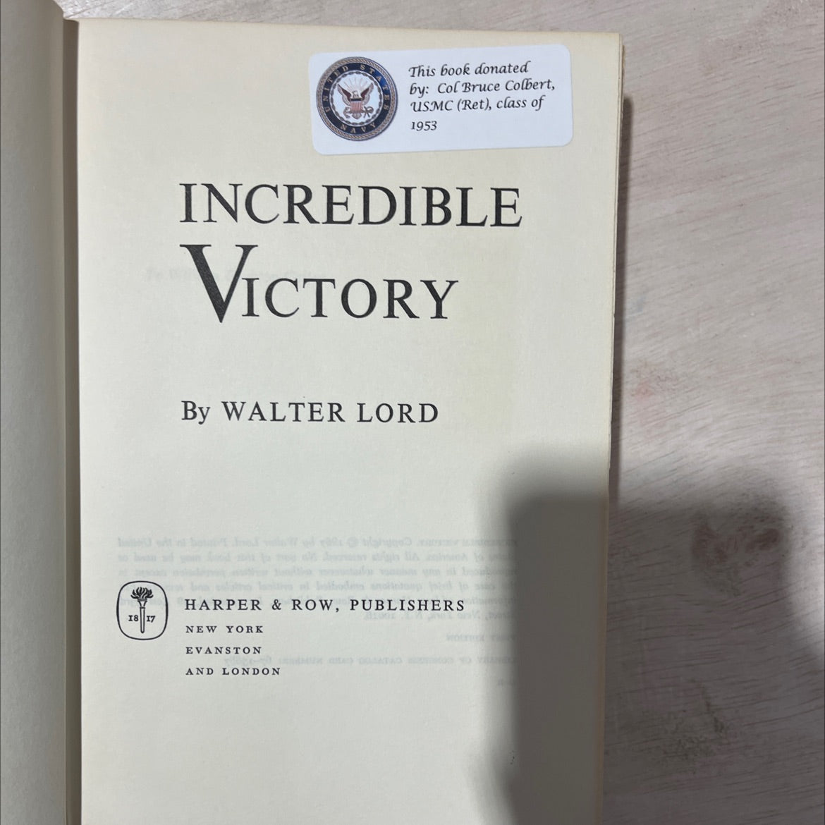 incredible victory book, by walter lord, 1967 Hardcover, First Edition, Vintage