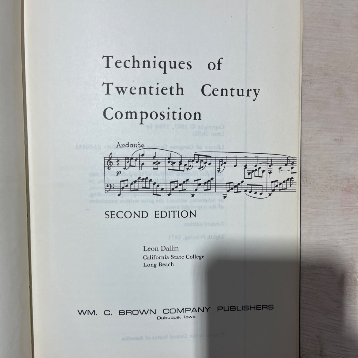 techniques of twentieth century composition book, by Leon Dallin, 1971 Hardcover, Vintage