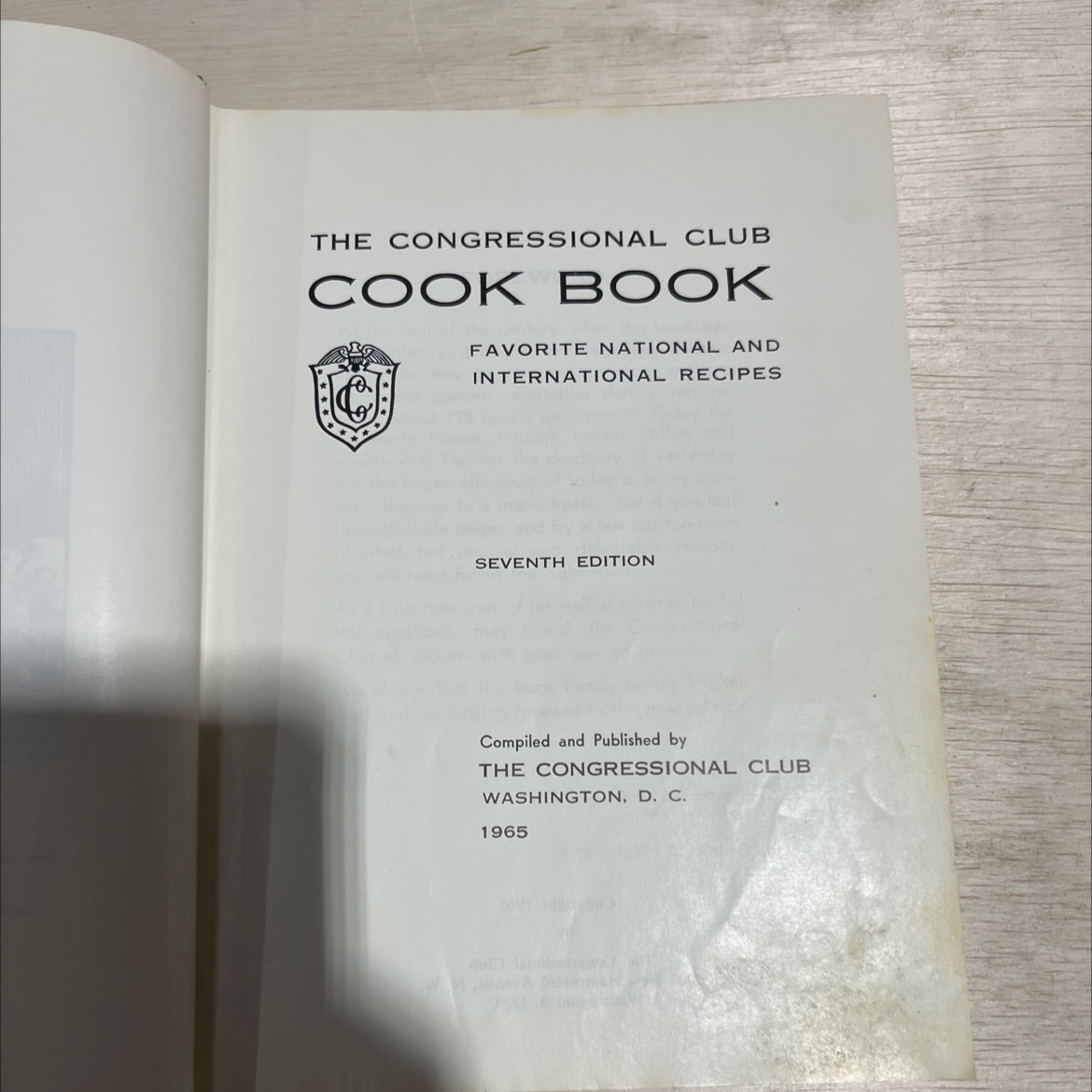 the congressional club cook book favorite national and international recipes seventh edition book, by the congressional