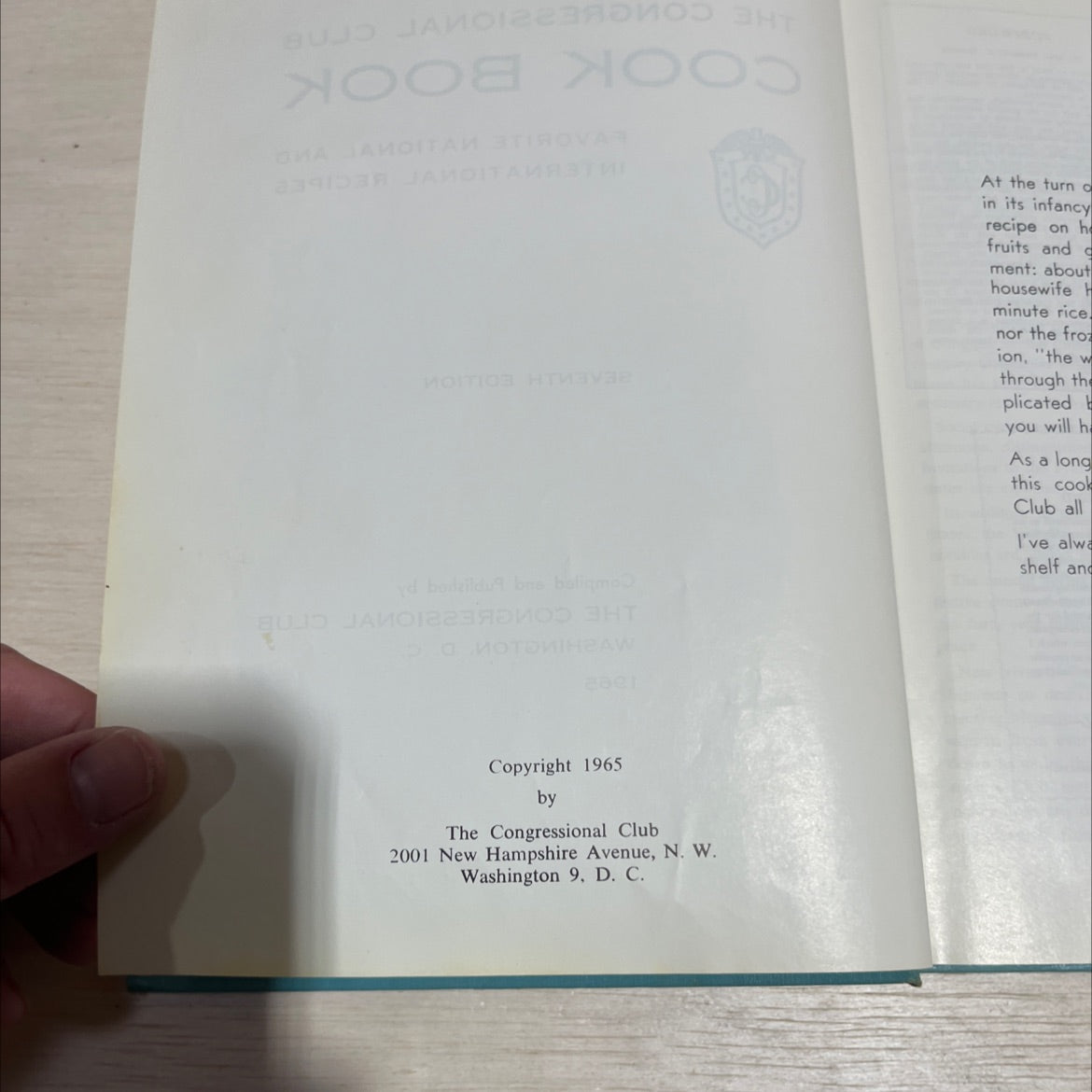 the congressional club cook book favorite national and international recipes seventh edition book, by the congressional