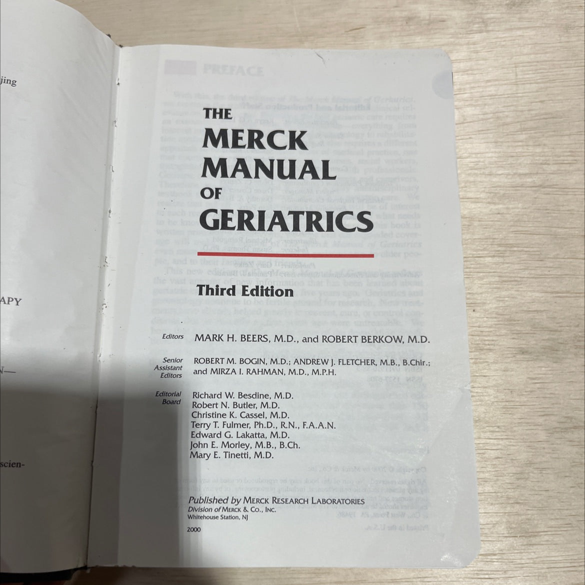 the merck manual of geriatrics book, by mark h. beers, m.d. and robert berkow, m.d., 2000 Hardcover