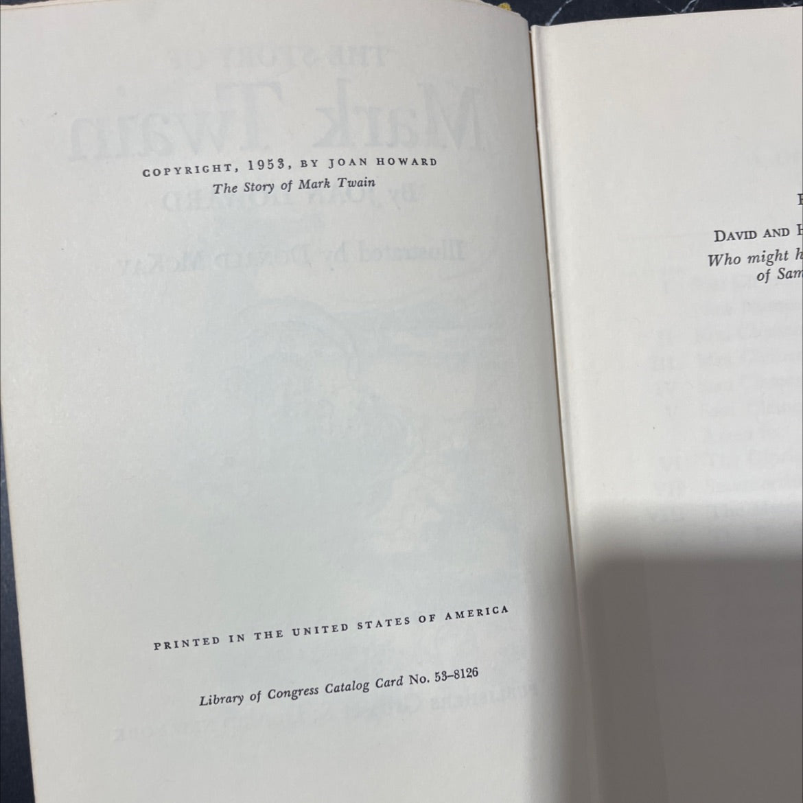 the story of mark twain book, by joan howard, 1953 Hardcover