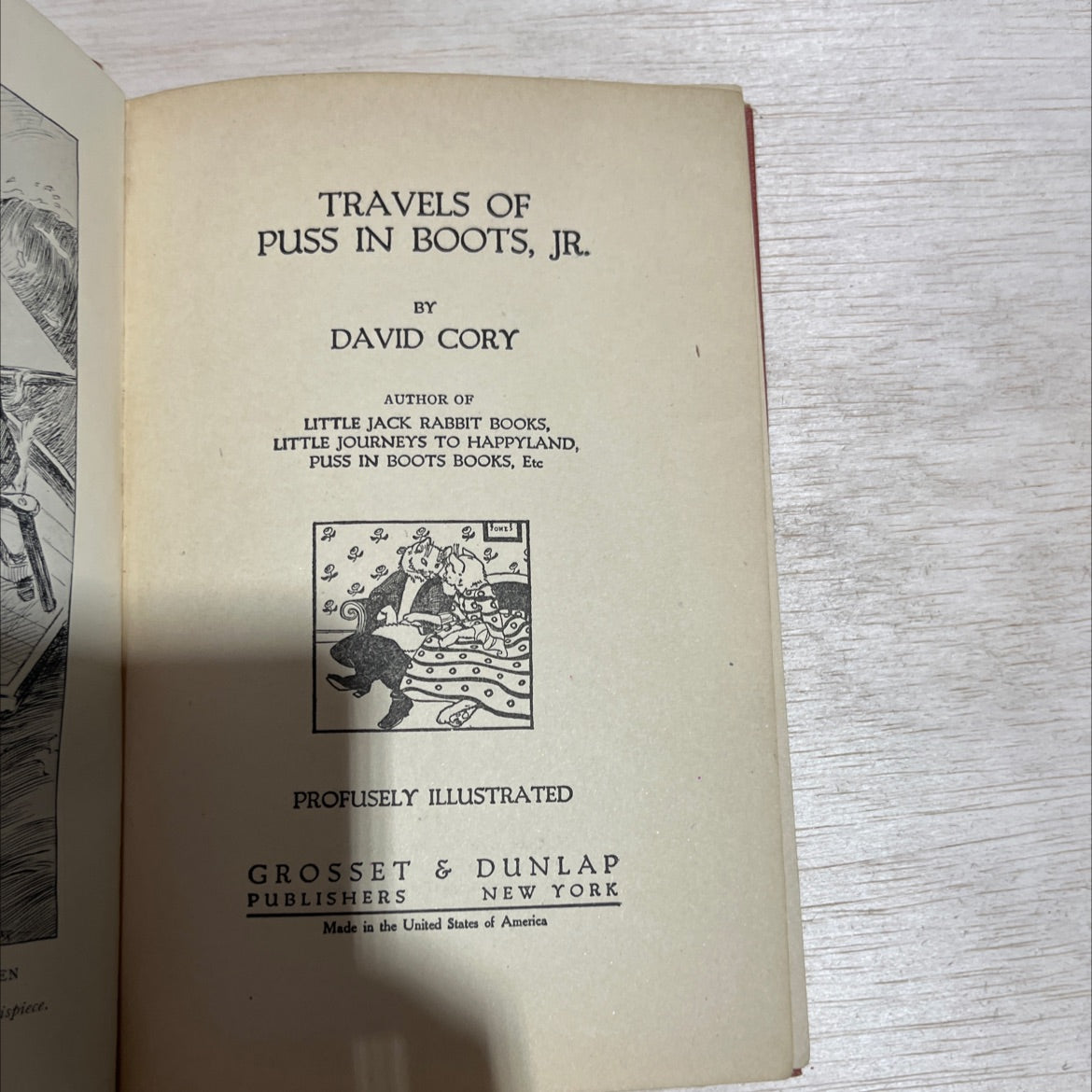 travels of puss in boots, jr. book, by david cory, 1918 Hardcover